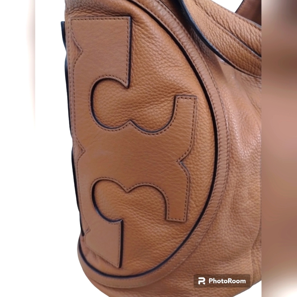 Tory Burch Tan Leather Hobo Bag with Signature Logo - Picture 6 of 14